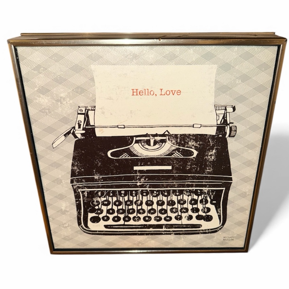 Vintage Analog Typewriter Wall Art Michael Mullan Framed Silver Wall Frame